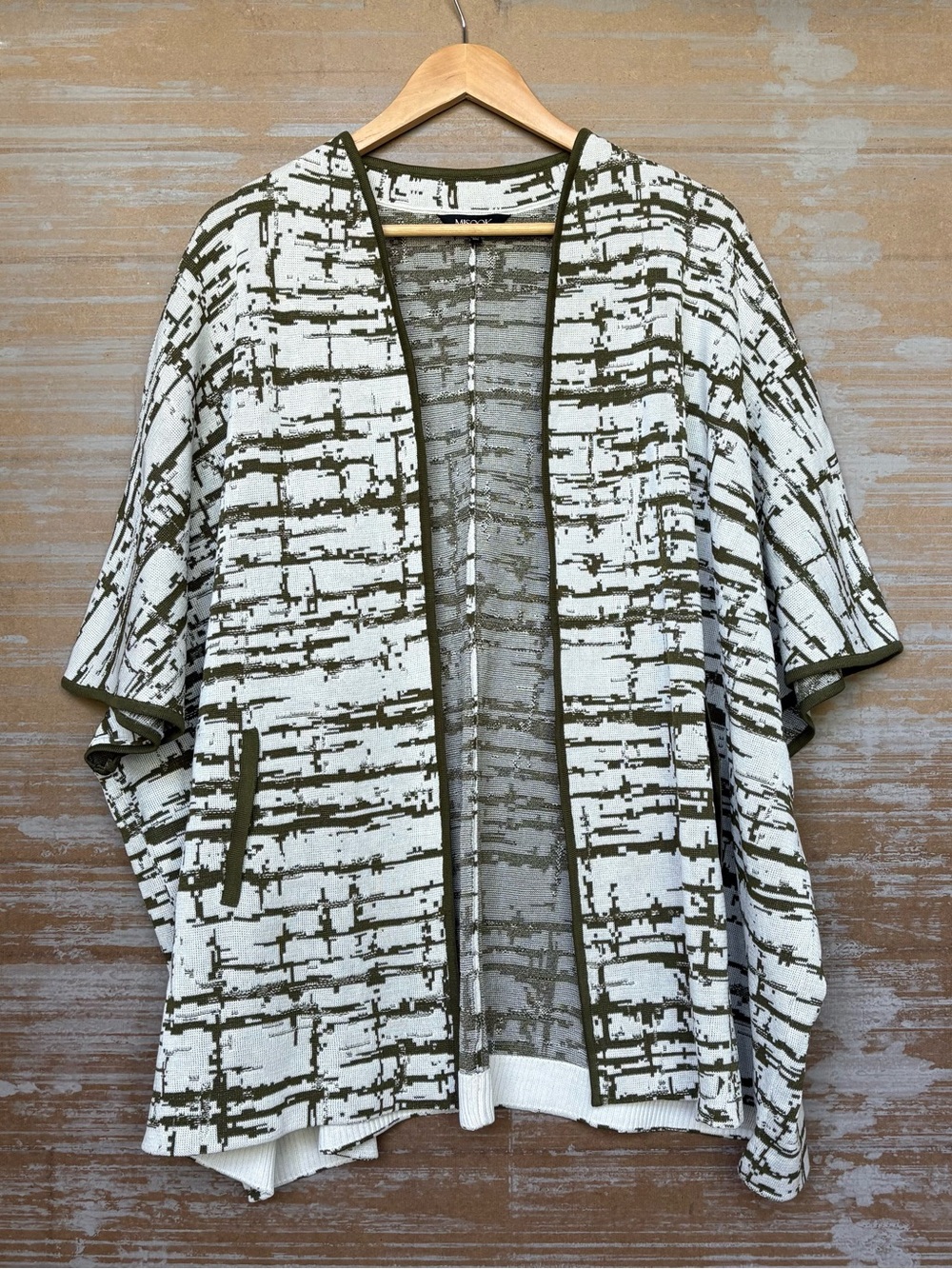 Misook Knit Abstraxt Open Cardigan Laggen Look Oversized Casual Womens 1X
